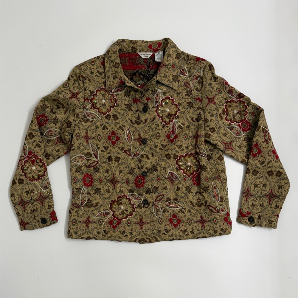 Vintage Laura Ashley Petite Tapestry Jacket Embroidered Floral Cottagecore‎ Mp